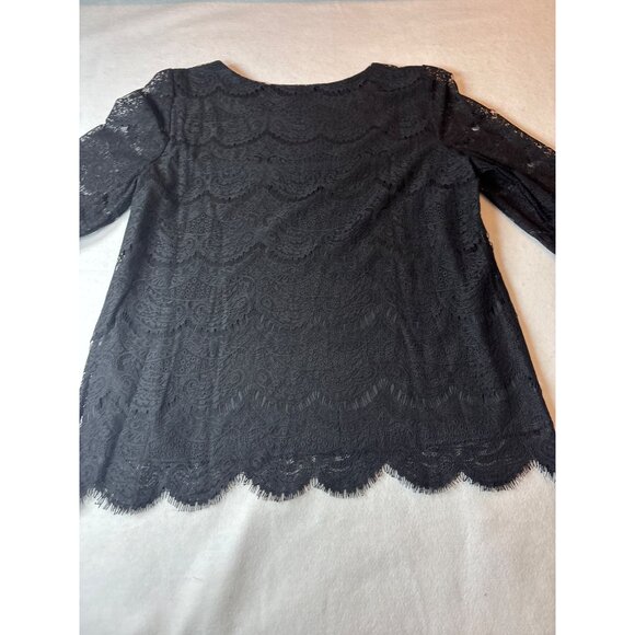 Adrianna Papell Womens Black Lace Top Size L - Picture 9 of 11